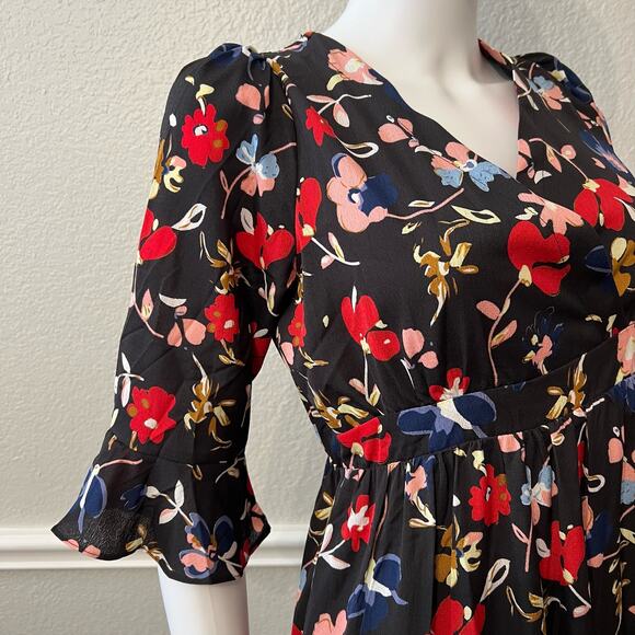 Hayden Boutique Black Floral Trumpet Sleeve Maxi Dress, S NWT - Picture 3 of 6